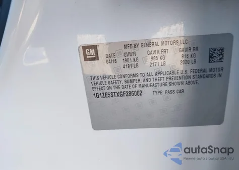 2016 Chevrolet Malibu 1Lt из США, поврежденный, VIN 1G1ZE5STXGF286002